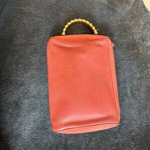 Loewe Velazquez Leather Cosmetic Handbag Coral